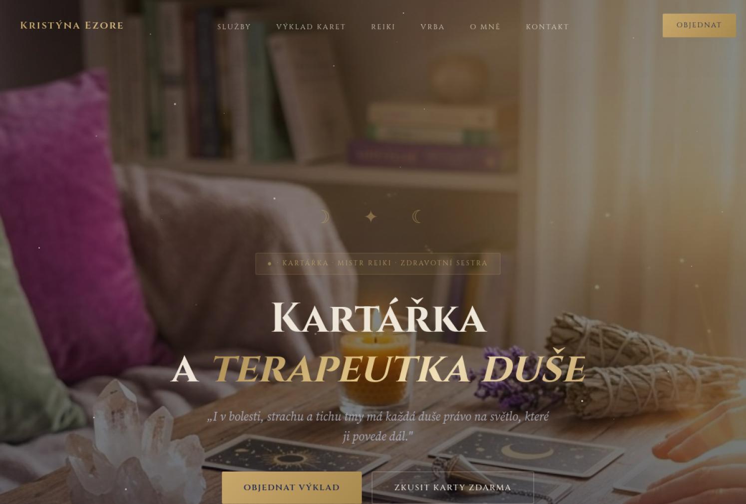 Web ezore.cz — kartářka a terapeutka