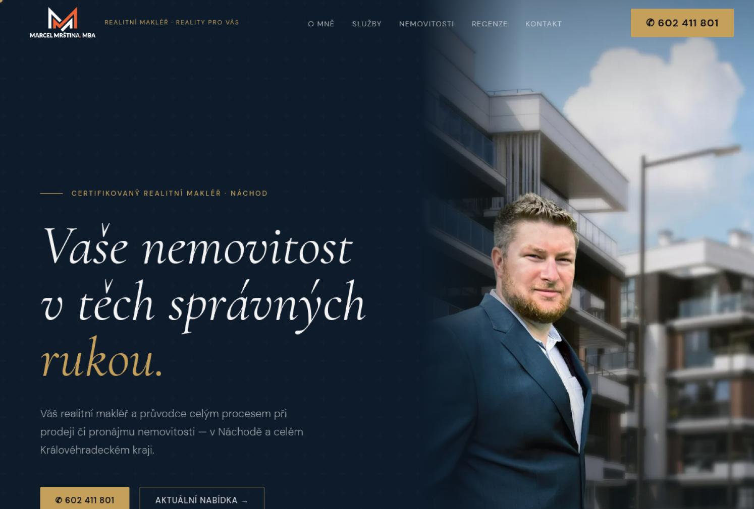 Web Marcela Mrštiny — realitní makléř Náchod